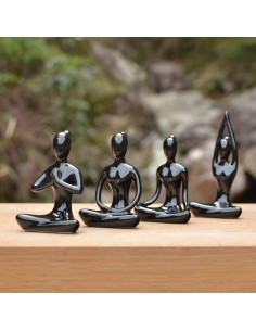 Conjunto de 4 Estatuas de Yoga Cerámica OwMell - Negro 2