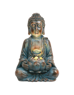 Estatua de Buddha Meditando con Luz Solar 18 cm Teresa's Collections
