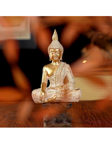 Estatua de Buda de Resina Dorada Swaite 20 cm para Decoración Zen