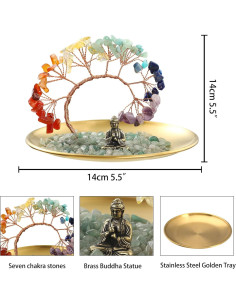 Árbol de Cristal de 7 Chakras CYYKDA - Buda de Riqueza 13.97 cm 2
