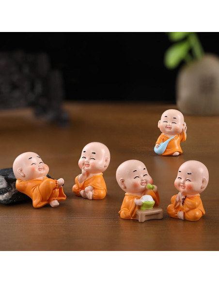 Figuras de Monje Buda en Miniatura Pinenjoy - 7 Piezas 3-5 cm