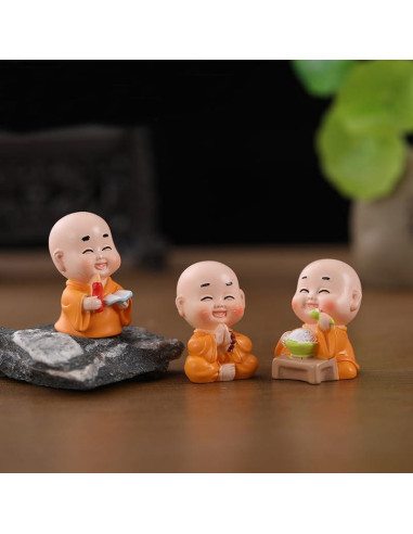 Figuras de Monje Buda en Miniatura Pinenjoy - 7 Piezas 3-5 cm