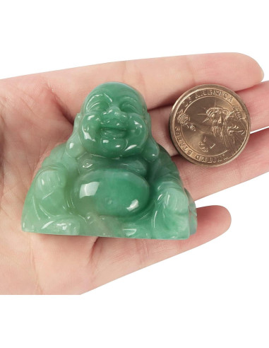 Estatua Buda Feliz de Cristal Aventurina Verde 5 cm Decoración