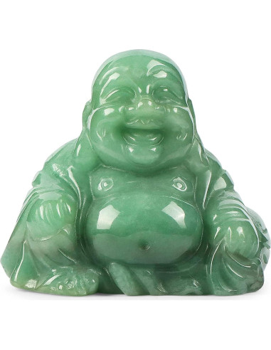 Estatua Buda Feliz de Cristal Aventurina Verde 5 cm Decoración