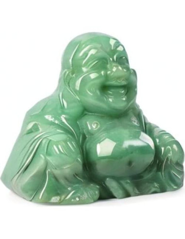 Estatua Buda Feliz de Cristal Aventurina Verde 5 cm Decoración