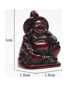 Juego de 6 Estatuas de Buda Risueño de Resina Roja BRABUD 2