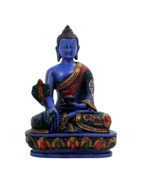 Estatua de Buda de la Medicina 14 cm pintada a mano - Lama Sanadora