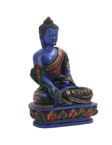 Estatua de Buda de la Medicina 14 cm pintada a mano - Lama Sanadora
