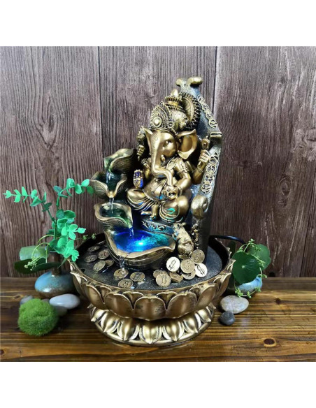Fuente de Agua de Interior Ganesha SURPRIZON 30 cm Resina Dorada