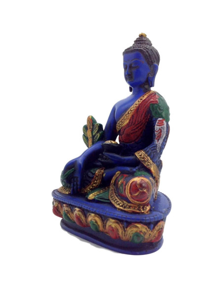 Estatua de Buda de la Medicina 14 cm pintada a mano - Lama Sanadora