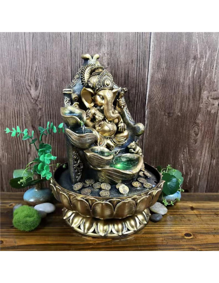 Fuente de Agua de Interior Ganesha SURPRIZON 30 cm Resina Dorada