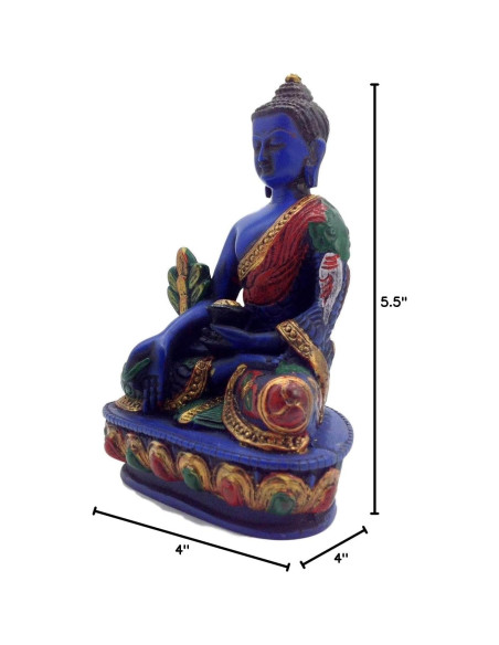 Estatua de Buda de la Medicina 14 cm pintada a mano - Lama Sanadora