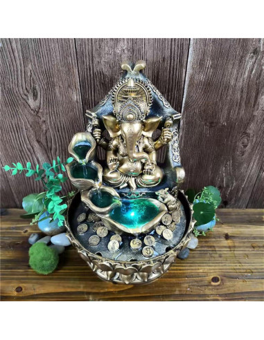 Fuente de Agua de Interior Ganesha SURPRIZON 30 cm Resina Dorada