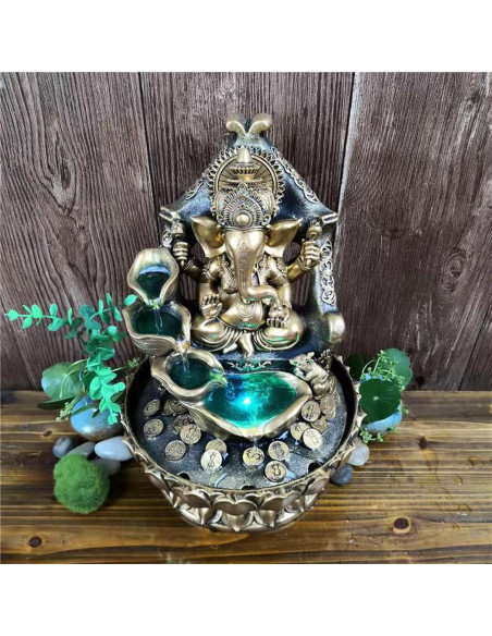 Fuente de Agua de Interior Ganesha SURPRIZON 30 cm Resina Dorada