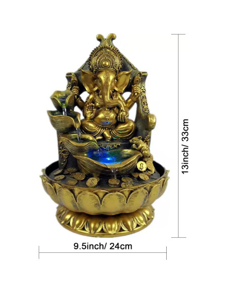 Fuente de Agua de Interior Ganesha SURPRIZON 30 cm Resina Dorada