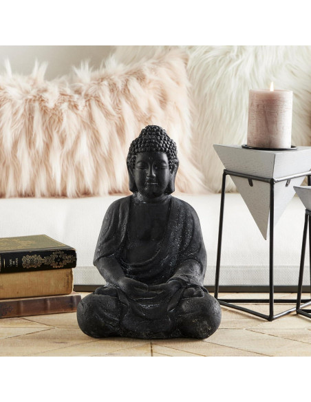 Escultura Decorativa Buda Cerámico Gris 30.48 cm CosmoLiving