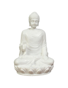 Estatua de Buda 7.62 cm - Mármol Polimérico Blanco - Meditación