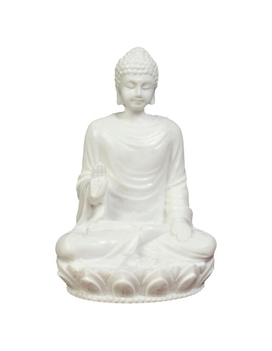 Estatua de Buda 7.62 cm - Mármol Polimérico Blanco - Meditación