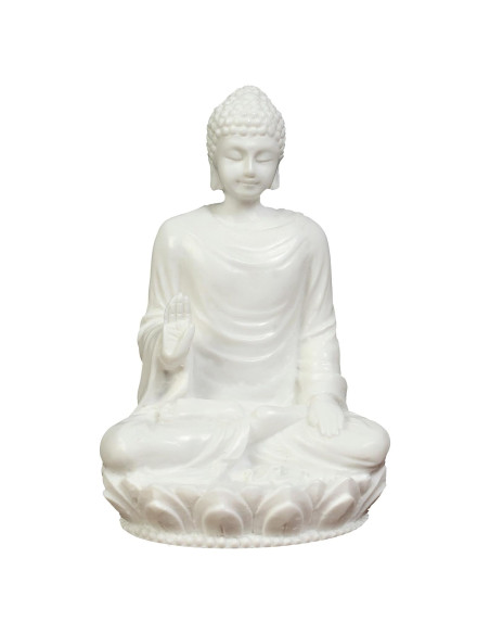 Estatua de Buda 7.62 cm - Mármol Polimérico Blanco - Meditación
