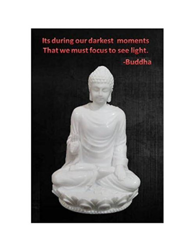 Estatua de Buda 7.62 cm - Mármol Polimérico Blanco - Meditación