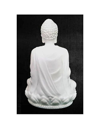 Estatua de Buda 7.62 cm - Mármol Polimérico Blanco - Meditación