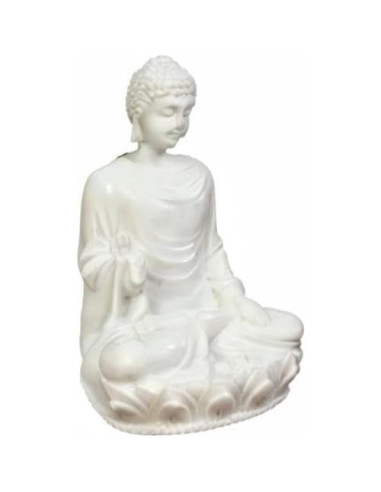 Estatua de Buda 7.62 cm - Mármol Polimérico Blanco - Meditación