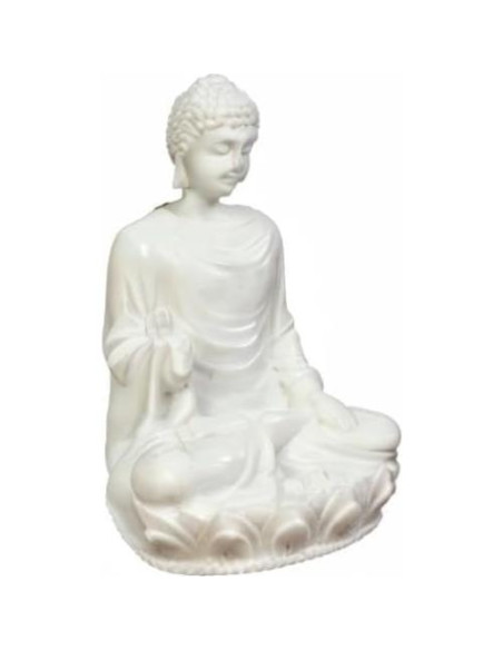 Estatua de Buda 7.62 cm - Mármol Polimérico Blanco - Meditación