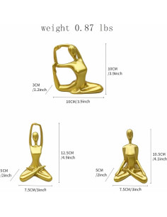Conjunto de 3 Estatuas de Yoga Doradas Ni-JASW - Resina 2