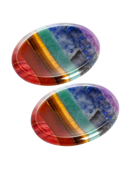 Juego de 2 Piedras de Pulgar Sanadoras Marrywindix 7 Chakras