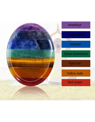 Juego de 2 Piedras de Pulgar Sanadoras Marrywindix 7 Chakras