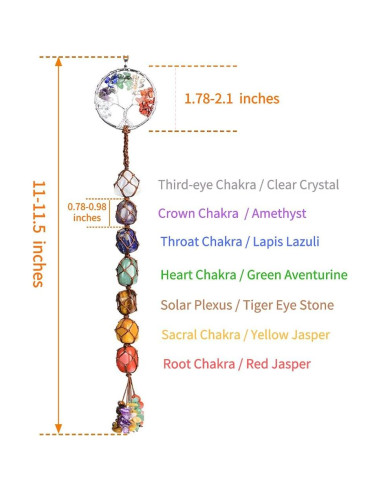 Adorno Colgante Árbol de Vida 7 Chakras Hecho a Mano 29-30.5 cm