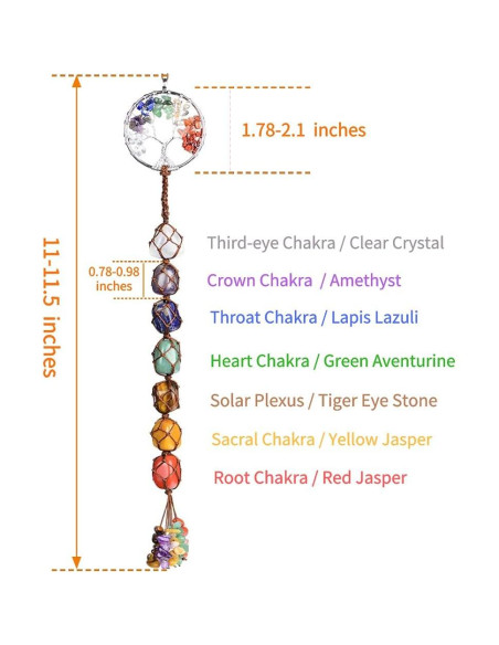 Adorno Colgante Árbol de Vida 7 Chakras Hecho a Mano 29-30.5 cm