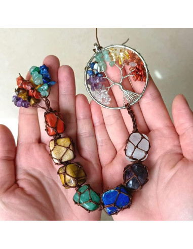 Adorno Colgante Árbol de Vida 7 Chakras Hecho a Mano 29-30.5 cm