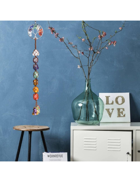 Adorno Colgante Árbol de Vida 7 Chakras Hecho a Mano 29-30.5 cm