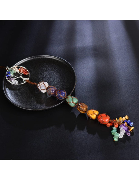 Adorno Colgante Árbol de Vida 7 Chakras Hecho a Mano 29-30.5 cm