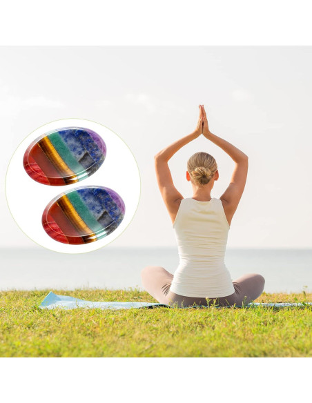 Juego de 2 Piedras de Pulgar Sanadoras Marrywindix 7 Chakras