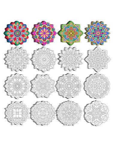 Set de 48 Recortes Mandala Naozinebi para Colorear 20cm