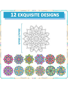 Set de 48 Recortes Mandala Naozinebi para Colorear 20cm 2