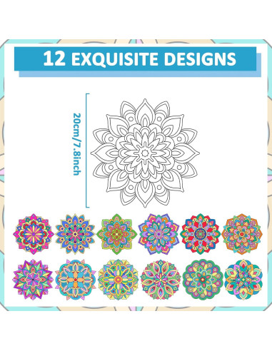 Set de 48 Recortes Mandala Naozinebi para Colorear 20cm