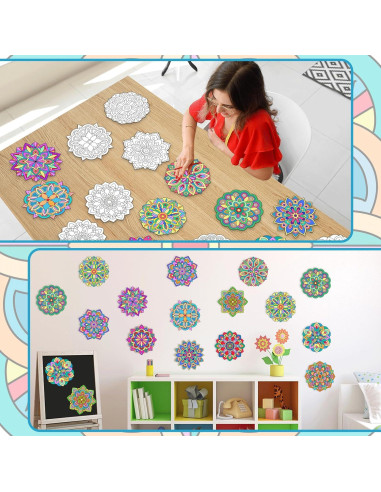 Set de 48 Recortes Mandala Naozinebi para Colorear 20cm