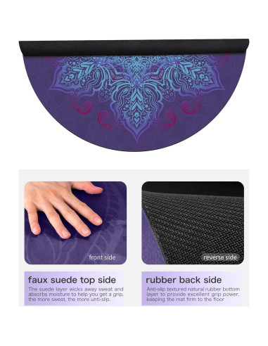 Alfombrilla de Yoga Keolorn Redonda 140cm Suede Antideslizante