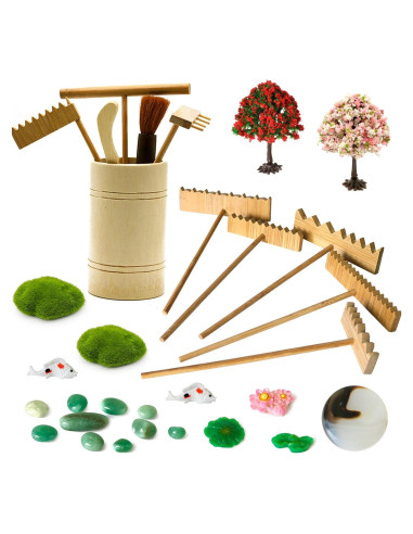 Kit de Jardín Zen JJJ Arts - 31 Piezas con Rastrillos y Accesorios
