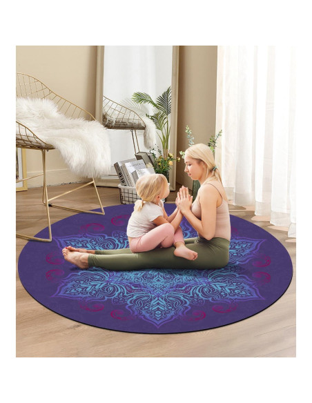 Alfombrilla de Yoga Keolorn Redonda 140cm Suede Antideslizante