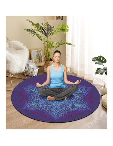 Alfombrilla de Yoga Keolorn Redonda 140cm Suede Antideslizante