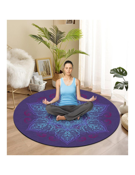 Alfombrilla de Yoga Keolorn Redonda 140cm Suede Antideslizante