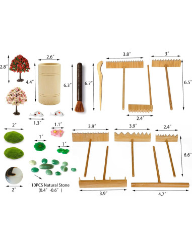 Kit de Jardín Zen JJJ Arts - 31 Piezas con Rastrillos y Accesorios