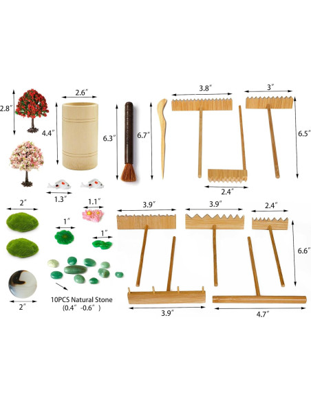 Kit de Jardín Zen JJJ Arts - 31 Piezas con Rastrillos y Accesorios