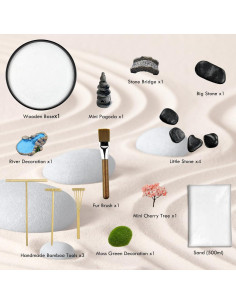 Jardín de Arena Zen Japonés Artcome con Decoraciones - 19 Piezas 2