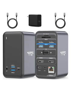 Estación de Acoplamiento USB C 15 en 1 4URPC Doble Monitor