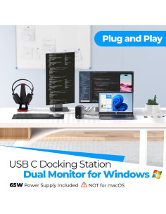 Estación de Acoplamiento USB C 15 en 1 4URPC Doble Monitor 2